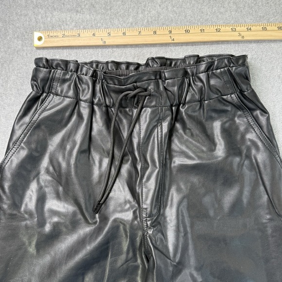 Abercrombie & Fitch Faux Leather Joggers Pants Black‎ Size M Drawstring Waist - Picture 6 of 11